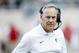EAST LANSING, MI - SEPTEMBER 28: Head coach Mark Dantonio of the Michigan State Spartans looks on during the game against the Indiana Hoosiers at Spartan Stadium on September 28, 2019 in East Lansing, Michigan. Michigan State defeated Indiana 40-31. (Photo by Joe Robbins/Getty Images)