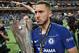 Chelsea's Belgian midfielder Eden Hazard holds the trophy after winning the UEFA Europa League final football match between Chelsea FC and Arsenal FC at the Baku Olympic Stadium in Baku, Azerbaijian, on May 29, 2019. (Photo by OZAN KOSE / AFP) (Photo credit should read OZAN KOSE/AFP via Getty Images)