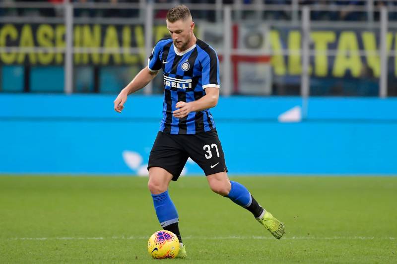 MILAN, ITALY - NOVEMBER 9: Milan Skriniar of FC Internazionale Milano  during the Italian Serie A   match between Internazionale v Hellas Verona at the San Siro on November 9, 2019 in Milan Italy (Photo by Mattia Ozbot/Soccrates/Getty Images)