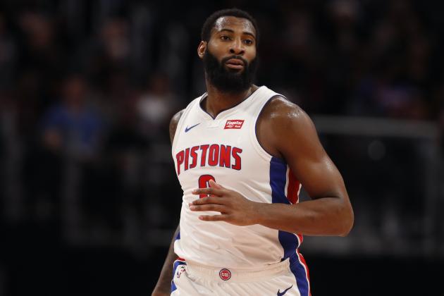 Detroit Pistons center Andre Drummond runs up court during the second half of an NBA basketball game against the New York Knicks, Wednesday, Nov. 6, 2019, in Detroit. (AP Photo/Carlos Osorio)