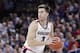 Gonzaga forward Filip Petrusev (3) looks to pass the ball during the first half of an NCAA college basketball game against Texas-Arlington in Spokane, Wash., Tuesday, Nov. 19, 2019. (AP Photo/Young Kwak)