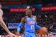 OKLAHOMA CITY, OK - NOVEMBER 29: Dennis Schroder #17 of the Oklahoma City Thunder handles the ball against the New Orleans Pelicans on November 29, 2019 at Chesapeake Energy Arena in Oklahoma City, Oklahoma. NOTE TO USER: User expressly acknowledges and agrees that, by downloading and or using this photograph, User is consenting to the terms and conditions of the Getty Images License Agreement. Mandatory Copyright Notice: Copyright 2019 NBAE (Photo by Bill Baptist/NBAE via Getty Images)