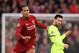 LIVERPOOL, ENGLAND - MAY 07: Virgil van Dijk of Liverpool and Lionel Messi of Barcelona watch the ball during the UEFA Champions League Semi Final second leg match between Liverpool and Barcelona at Anfield on May 07, 2019 in Liverpool, England. (Photo by Shaun Botterill/Getty Images)