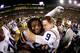 BATON ROUGE, LOUISIANA - NOVEMBER 30: Joe Burrow #9 of the LSU Tigers celebrates with Damien Lewis #68 of the LSU Tigers after his team defeated the Texas A&M Aggies at Tiger Stadium on November 30, 2019 in Baton Rouge, Louisiana. (Photo by Sean Gardner/Getty Images)