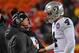 KANSAS CITY, MO - DECEMBER 01: Head coach Jon Gruden of the Oakland Raiders talks with quarterback Derek Carr #4 during the second half against the Kansas City Chiefs at Arrowhead Stadium on December 1, 2019 in Kansas City, Missouri. (Photo by Peter Aiken/Getty Images)