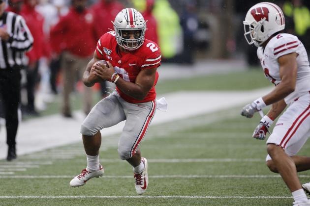 Ohio State running back J.K. Dobbins plays against Wisconsin during an NCAA college football game Saturday, Oct. 26, 2019, in Columbus, Ohio. (AP Photo/Jay LaPrete)