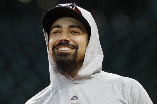 Washington Nationals third baseman Anthony Rendon prepares to take batting practice before Game 1 of the baseball World Series against the Houston Astros Tuesday, Oct. 22, 2019, in Houston. (AP Photo/Matt Slocum)