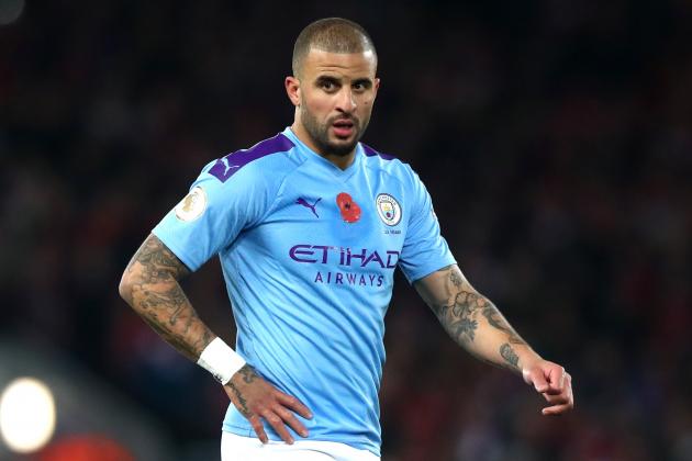 LIVERPOOL, ENGLAND - NOVEMBER 10: Kyle Walker of Manchester City during the Premier League match between Liverpool FC and Manchester City at Anfield on November 10, 2019 in Liverpool, United Kingdom. (Photo by Chloe Knott - Danehouse/Getty Images)