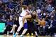 TORONTO, ON - NOVEMBER 27: Fred VanVleet #23 of the Toronto Raptors dribbles the ball as Frank Ntilikina #11 of the New York Knicks defends during the second half of an NBA game at Scotiabank Arena on November 27, 2019 in Toronto, Canada. NOTE TO USER: User expressly acknowledges and agrees that, by downloading and or using this photograph, User is consenting to the terms and conditions of the Getty Images License Agreement. (Photo by Vaughn Ridley/Getty Images)