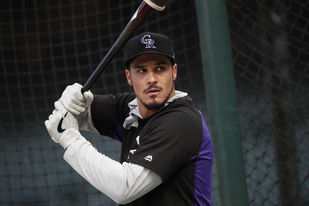 Colorado Rockies third baseman Nolan Arenado (28) in the first inning of a baseball game Tuesday, Sept. 17, 2019, in Denver. (AP Photo/David Zalubowski) Colorado Rockies third baseman Nolan Arenado (28) in the first inning of a baseball game Tuesday, Sept. 17, 2019, in Denver. (AP Photo/David Zalubowski)