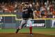 Washington Nationals starting pitcher Stephen Strasburg throws during the first inning of Game 6 of the baseball World Series against the Houston Astros Tuesday, Oct. 29, 2019, in Houston. (AP Photo/Matt Slocum)