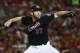 Washington Nationals starting pitcher Stephen Strasburg throws during the fifth inning of Game 3 of the baseball National League Championship Series against the St. Louis Cardinals Monday, Oct. 14, 2019, in Washington. (AP Photo/Patrick Semansky)