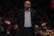 NEW YORK, NEW YORK - DECEMBER 05: David Fizdale of the New York Knicks reacts to a call against his team in the first half against the Denver Nuggets at Madison Square Garden on December 05, 2019 in New York City. NOTE TO USER: User expressly acknowledges and agrees that, by downloading and or using this photograph, User is consenting to the terms and conditions of the Getty Images License Agreement. (Photo by Elsa/Getty Images)