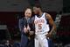 LAKELAND, FL - NOVEMBER 10: Head Coach Mike Miller instructs Paul Watson #5 of the Westchester Knicks against the Lakeland Magic during the game on November 10, 2018 at RP Funding Center in Lakeland, Florida. NOTE TO USER: User expressly acknowledges and agrees that, by downloading and or using this photograph, User is consenting to the terms and conditions of the Getty Images License Agreement. Mandatory Copyright Notice: Copyright 2018 NBAE (Photo by Fernando Medina/NBAE via Getty Images)
