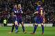 Barcelona's Argentine forward Lionel Messi (L) celebrates with teammates after scoring his team's second goal during the Spanish League football match between FC Barcelona and RCD Mallorca at the Camp Nou stadium in Barcelona on December 7, 2019. (Photo by Josep LAGO / AFP) (Photo by JOSEP LAGO/AFP via Getty Images)