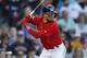 Boston Red Sox's Mookie Betts plays against the Baltimore Orioles during the fifth inning of a baseball game in Boston, Sunday, Sept. 29, 2019. (AP Photo/Michael Dwyer)