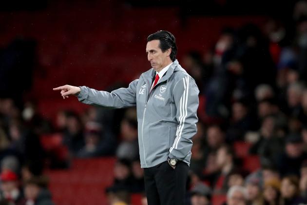 LONDON, ENGLAND - NOVEMBER 28: Unai Emery manager of Arsenal during the UEFA Europa League group F match between Arsenal FC and Eintracht Frankfurt at Emirates Stadium on November 28, 2019 in London, United Kingdom. (Photo by Marc Atkins/Getty Images)