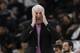 San Antonio Spurs head coach Gregg Popovich during the first half of an NBA basketball game against the Sacramento Kings, in San Antonio, Friday, Dec. 6, 2019. (AP Photo/Eric Gay)