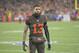 Cleveland Browns wide receiver Odell Beckham Jr. (13) celebrates in the second quarter of an NFL football game against the Pittsburgh Steelers, Thursday, Nov. 14, 2019, in Cleveland. The Browns won 21-7. (AP Photo/David Richard)
