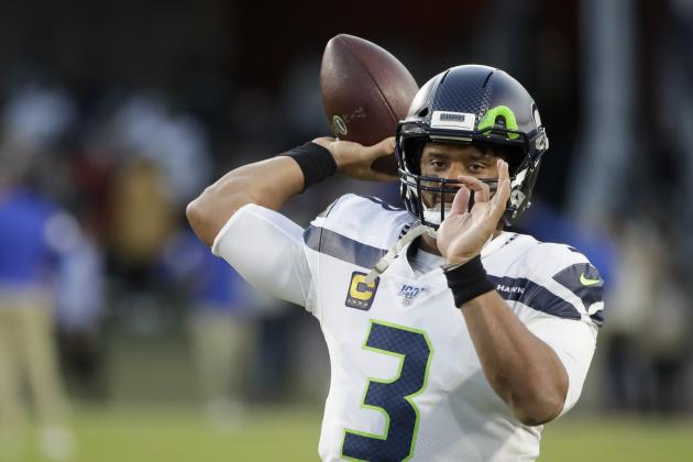 Seattle Seahawks quarterback Russell Wilson warms up before an NFL football game against the Los Angeles Rams Sunday, Dec. 8, 2019, in Los Angeles. (AP Photo/Marcio Jose Sanchez)