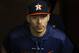 HOUSTON, TX - OCTOBER 30: Carlos Correa #1 of the Houston Astros walks into the dugout before Game Seven of the 2019 World Series against the Washington Nationals at Minute Maid Park on October 30, 2019 in Houston, Texas. (Photo by Tim Warner/Getty Images)