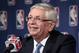 FILE - In this Oct. 23, 2013 file photo, then NBA Commissioner David Stern smiles during a news conference after an NBA board of governors meeting in New York. Stern, 74, is more businessman than sportsman now, advising venture capital firms from his position atop DJS Global Advisors and investing in a number of startups, some of them in sports technology. (AP Photo/Bebeto Matthews, File)