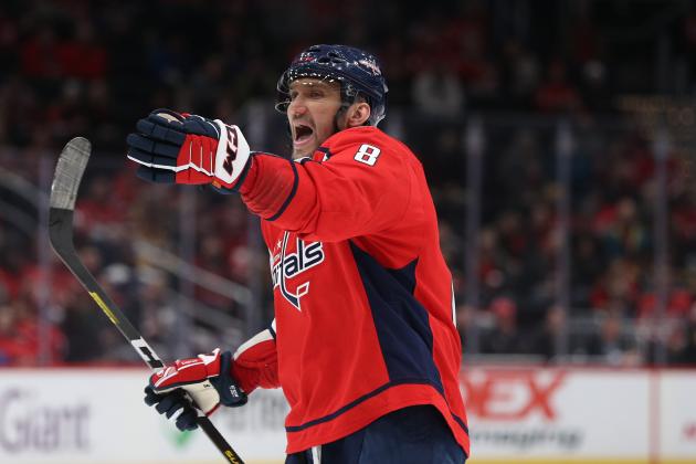 WASHINGTON, DC - DECEMBER 11: Alex Ovechkin #8 of the Washington Capitals skates against the Boston Bruins at Capital One Arena on December 11, 2019 in Washington, DC. (Photo by Patrick Smith/Getty Images)