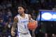 Memphis' guard Tyler Harris (1) looks to pass in the second half of an NCAA college basketball game against Bradley Tuesday, Dec. 3, 2019, in Memphis, Tenn. (AP Photo/Karen Pulfer Focht)