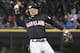 Cleveland Indians shortstop Francisco Lindor (12) takes infield practice during the first inning of a baseball game against the Chicago White Sox,Thursday, Sept. 26, 2019, in Chicago. (AP Photo/David Banks)
