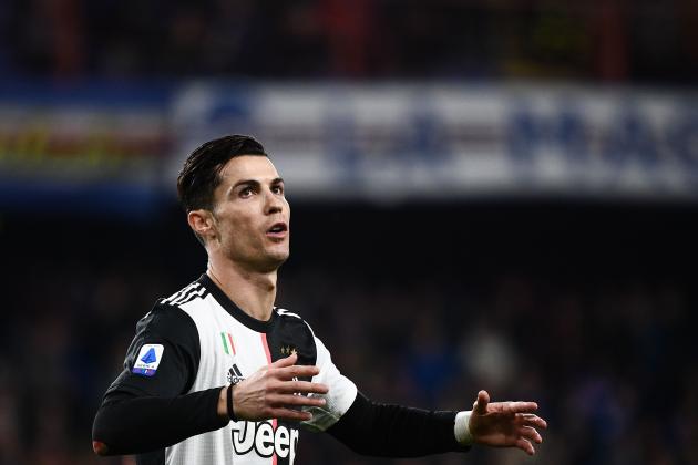 Juventus' Portuguese forward Cristiano Ronaldo reacts during the Italian Serie A football match Sampdoria vs Juventus on December 18, 2019 at the Luigi-Ferraris stadium in Genoa. (Photo by Marco Bertorello / AFP) (Photo by MARCO BERTORELLO/AFP via Getty Images)