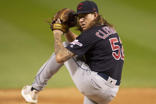 CHICAGO - SEPTEMBER 24:  Mike Clevinger #52 of the Cleveland Indians pitches against the Chicago White Sox on September 24, 2019 at Guaranteed Rate Field in Chicago, Illinois.  (Photo by Ron Vesely/MLB Photos via Getty Images)