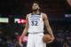Minnesota Timberwolves center Karl-Anthony Towns (32) during an NBA basketball game against the Oklahoma City Thunder Friday, Dec. 6, 2019, in Oklahoma City. (AP Photo/Sue Ogrocki)