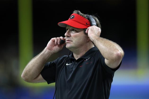 NEW ORLEANS, LOUISIANA - JANUARY 01: Head coach Kirby Smart of the Georgia Bulldogs looks on during the game against the Baylor Bears during the Allstate Sugar Bowl at Mercedes Benz Superdome on January 01, 2020 in New Orleans, Louisiana. (Photo by Chris Graythen/Getty Images)