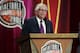 Former NBA Commissioner David Stern speaks during his induction to the Basketball Hall of Fame in Springfield, Mass., Friday, Aug. 8, 2014. (AP Photo/Charles Krupa)