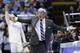 North Carolina coach Roy Williams reacts during the first half of the team's NCAA college basketball game against Georgia Tech in Chapel Hill, N.C., Saturday, Jan. 4, 2020. (AP Photo/Gerry Broome)