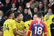 Arsenal's Gabonese striker Pierre-Emerick Aubameyang (L) is given a red card during the English Premier League football match between Crystal Palace and Arsenal at Selhurst Park in south London on January 11, 2020. (Photo by DANIEL LEAL-OLIVAS / AFP) / RESTRICTED TO EDITORIAL USE. No use with unauthorized audio, video, data, fixture lists, club/league logos or 'live' services. Online in-match use limited to 120 images. An additional 40 images may be used in extra time. No video emulation. Social media in-match use limited to 120 images. An additional 40 images may be used in extra time. No use in betting publications, games or single club/league/player publications. / (Photo by DANIEL LEAL-OLIVAS/AFP via Getty Images)