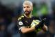 BIRMINGHAM, ENGLAND - JANUARY 12: Sergio Aguero of Manchester CIty celebrates victory with the match ball after he scored a hat-trick during the Premier League match between Aston Villa and Manchester City at Villa Park on January 12, 2020 in Birmingham, United Kingdom. (Photo by Catherine Ivill/Getty Images)
