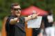 Cincinnati Bengals offensive coordinator Bill Lazor participates during NFL football practice, Monday, July 30, 2018, in Cincinnati. (AP Photo/John Minchillo)