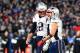 BALTIMORE, MD - NOVEMBER 03: Tom Brady #12 and Julian Edelman #11 of the New England Patriots speak during the game against the Baltimore Ravens at M&T Bank Stadium on November 3, 2019 in Baltimore, Maryland. (Photo by Will Newton/Getty Images)