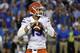 Florida quarterback Feleipe Franks (13) in action during the first half of an NCAA college football game in Lexington, Ky., Saturday, Sept. 14, 2019. (AP Photo/Timothy D. Easley)