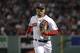 Boston Red Sox's Mookie Betts runs in from the outfield during a baseball game against the Minnesota Twins at Fenway Park, Thursday, Sept. 5, 2019, in Boston. (AP Photo/Elise Amendola)