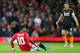 MANCHESTER, ENGLAND - JANUARY 15: Marcus Rashford of Manchester United lies injured during the FA Cup Third Round Replay match between Manchester United and Wolverhampton Wanderers at Old Trafford on January 15, 2020 in Manchester, England. (Photo by Alex Livesey/Getty Images)