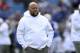 Buffalo Bills offensive coordinator Brian Daboll watches the team warm up before an NFL football game against the New England Patriots, Sunday, Sept. 29, 2019, in Orchard Park, N.Y. (AP Photo/Ron Schwane)
