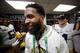 NEW ORLEANS, LOUISIANA - JANUARY 13: Odell Beckham Jr. celebrates in the locker room the LSU Tigers after their 42-25 win over Clemson Tigers in the College Football Playoff National Championship game at Mercedes Benz Superdome on January 13, 2020 in New Orleans, Louisiana. (Photo by Chris Graythen/Getty Images)