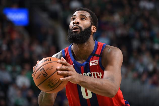 BOSTON, MA - JANUARY 15: Andre Drummond #0 of the Detroit Pistons shoots a free throw against the Boston Celtics on January 15, 2020 at the TD Garden in Boston, Massachusetts.  NOTE TO USER: User expressly acknowledges and agrees that, by downloading and or using this photograph, User is consenting to the terms and conditions of the Getty Images License Agreement. Mandatory Copyright Notice: Copyright 2020 NBAE  (Photo by Brian Babineau/NBAE via Getty Images)