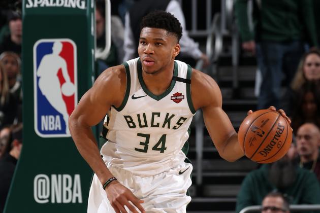 MILWAUKEE, WI - JANUARY 16: Giannis Antetokounmpo #34 of the Milwaukee Bucks handles the ball against the Boston Celtics on January 16, 2020 at the Fiserv Forum Center in Milwaukee, Wisconsin. NOTE TO USER: User expressly acknowledges and agrees that, by downloading and or using this Photograph, user is consenting to the terms and conditions of the Getty Images License Agreement. Mandatory Copyright Notice: Copyright 2020 NBAE (Photo by Gary Dineen/NBAE via Getty Images).