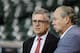 Houston Astros general manager Jeff Lunhow, left, talks with owner Jim Crane before a baseball game against the New York Yankees Friday, June 30, 2017, in Houston. (AP Photo/David J. Phillip)
