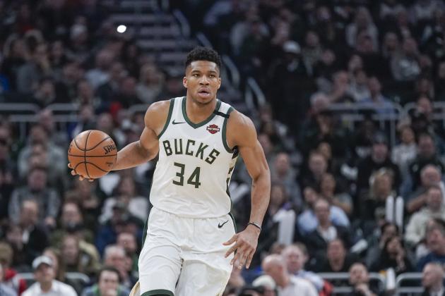 Milwaukee Bucks' Giannis Antetokounmpo dribbles during the first half of an NBA basketball game against the Boston Celtics Thursday, Jan. 16, 2020, in Milwaukee. (AP Photo/Morry Gash)
