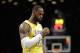 Los Angeles Lakers' LeBron James walks on the court during the second half of an NBA basketball game against the Brooklyn Nets Thursday, Jan. 23, 2020, in New York. The Lakers won 128-113. (AP Photo/Frank Franklin II)