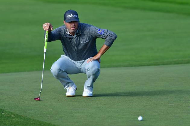 SAN DIEGO, CALIFORNIA - JANUARY 24: Ryan Palmer putts on the 18th hole during the second round of the Farmers Insurance Open at Torrey Pines North on January 24, 2020 in San Diego, California. (Photo by Donald Miralle/Getty Images)